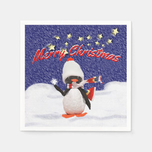 Adorable Penguin Ornament Christmas Paradise Paper Napkins