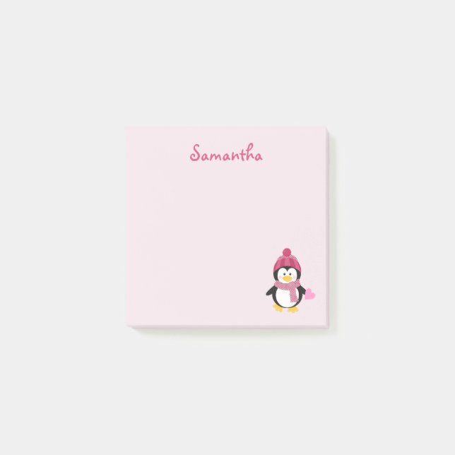 Adorable Penguin Valentine's Day Post-it Notes (Front)