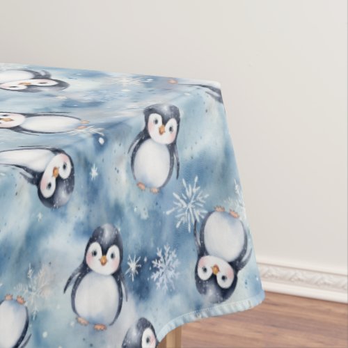 Adorable Penguin Winter Baby Shower Tablecloth