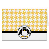 Adorable Penguin Yellow & White Houndstooth Cards (Front Horizontal)
