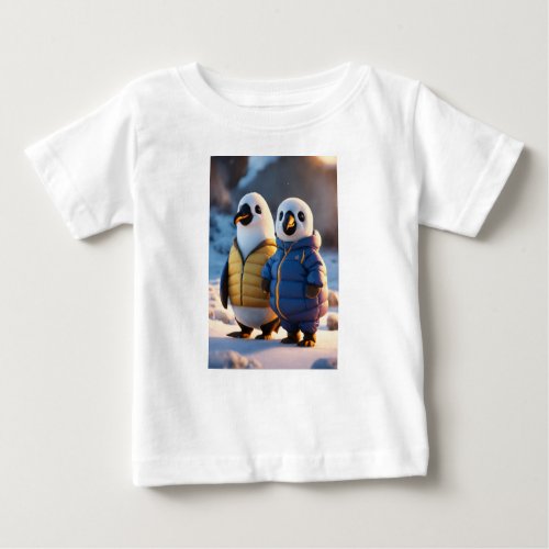 Adorable Penguins A Chilly Cuddle Baby T_Shirt