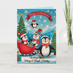 Adorable penguins christmas card