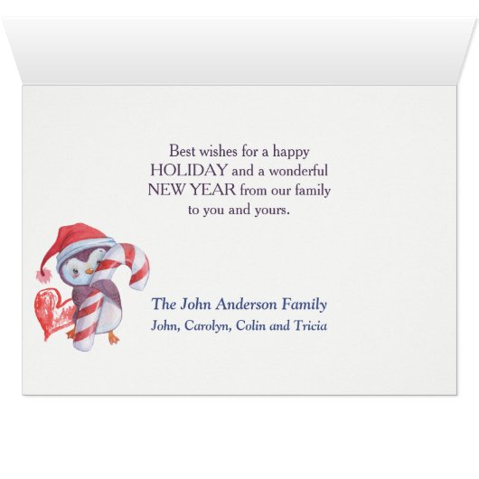 Adorable Penguins Hearts and Snowflake Christmas (Inside Horizontal (Bottom))