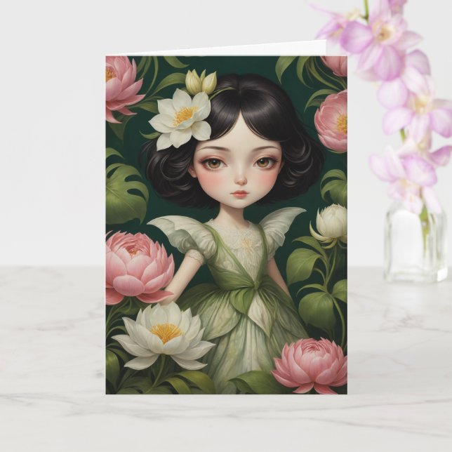 Adorable Peony Flower Fairy All Occasions Card (Orchid)