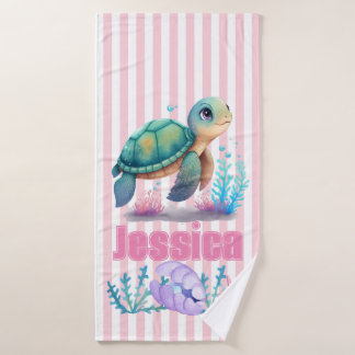 Adorable personalized baby sea turtle bath towel