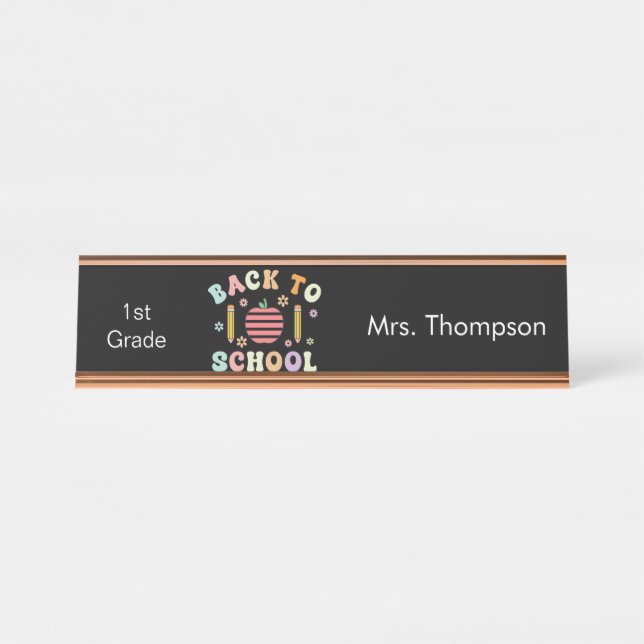 Adorable Personalized Back to School Desk Name Plate (Front)