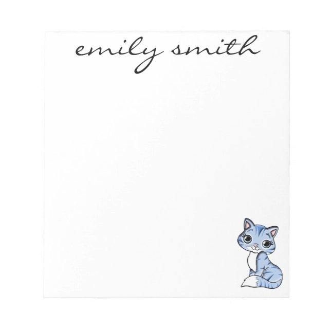 Adorable Personalized Cat and Add Name Notepad (Front)