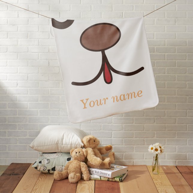 Adorable Personalized dog face white Baby Blanket (In Situ)