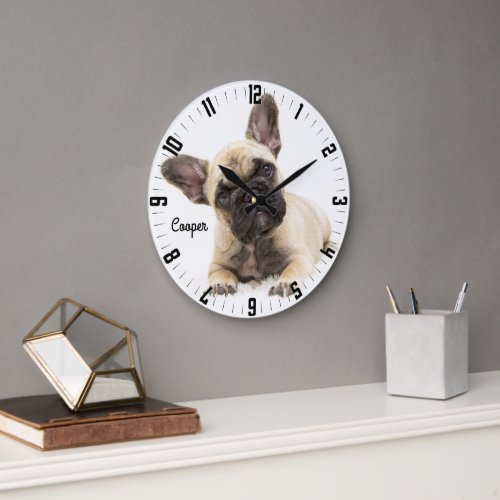 Adorable Personalized Dog Photo  Large Clock