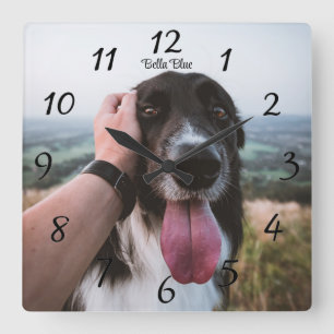 Adorable Personalized Dog Photo  Square Wall Clock