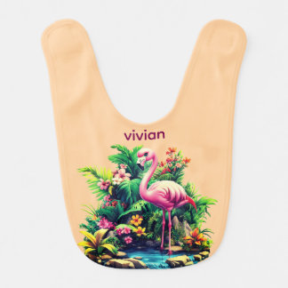 Adorable Personalized Flamingo Baby Bib