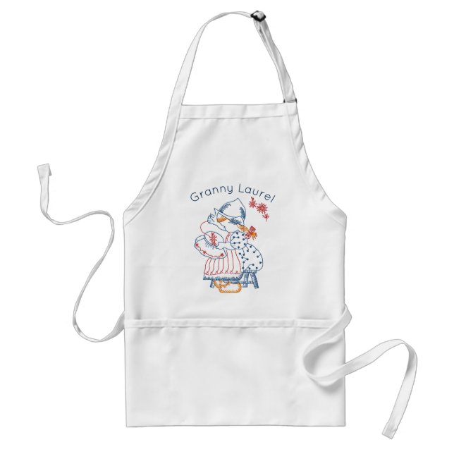 Adorable Personalized Gift for Knitter Grandma Adult Apron (Front)