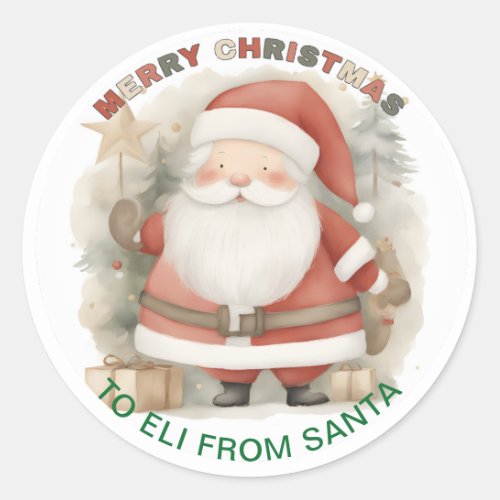 Adorable Personalized Gift Tag Sticker from SANTA