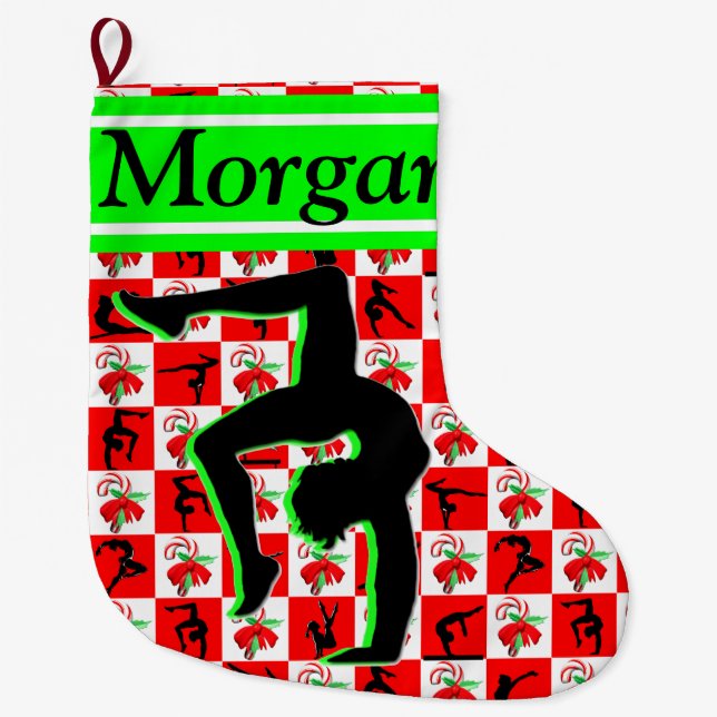 ADORABLE PERSONALIZED GYMNAST CHRISTMAS STOCKING (Front)