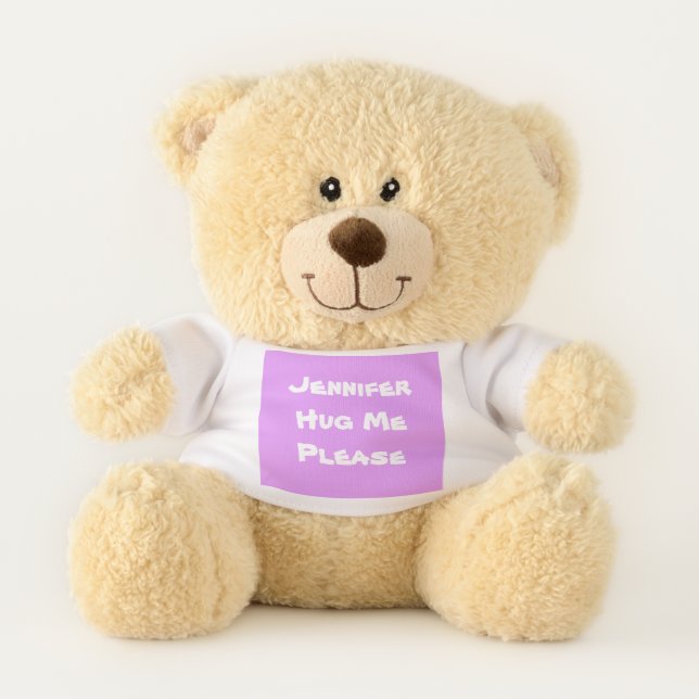Adorable, Personalized "Hug Me Please" Cute Small Teddy Bear (Front)