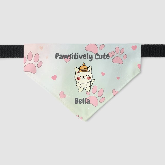 Adorable Personalized Pet Bandana with Cute Print Collar (Front)