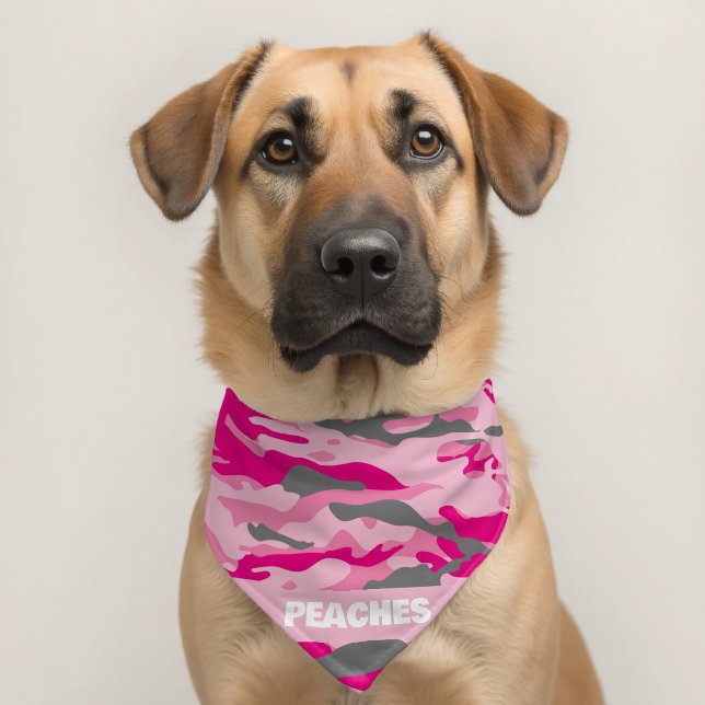 Adorable Personalized Pink Camo  Pet Bandana Collar (Dog 2)