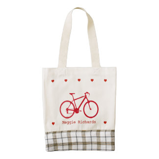 adorable personalized red bike zazzle HEART tote bag