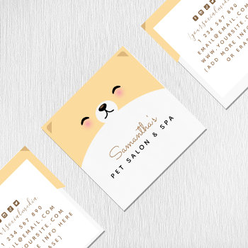 Adorable Pet Face Animal Salon Spa Care Hospital Square Business Card by LovelyVibeZ at Zazzle