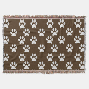 Adorable Pet Paw Prints Pattern Throw Blanket