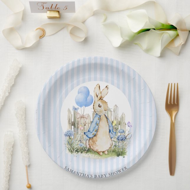 Adorable Peter Rabbit Baby Shower Boy Paper Plates (Wedding)