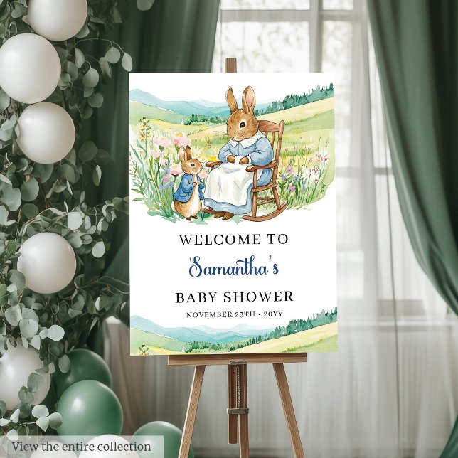 Adorable Peter Rabbit Baby Shower Welcome Poster (Adorable Peter Rabbit Baby Shower Welcome Poster)