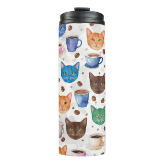 Adorable Pets and Coffee Pattern Thermal Tumbler