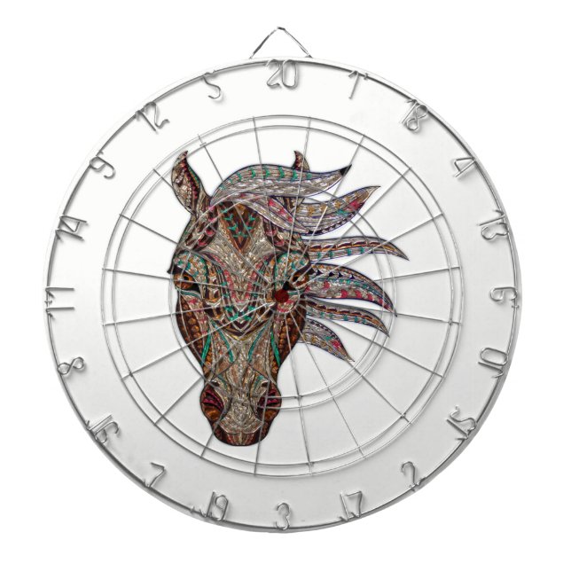 Adorable pfergekopf  metallized horse head dartboard with darts (Front)