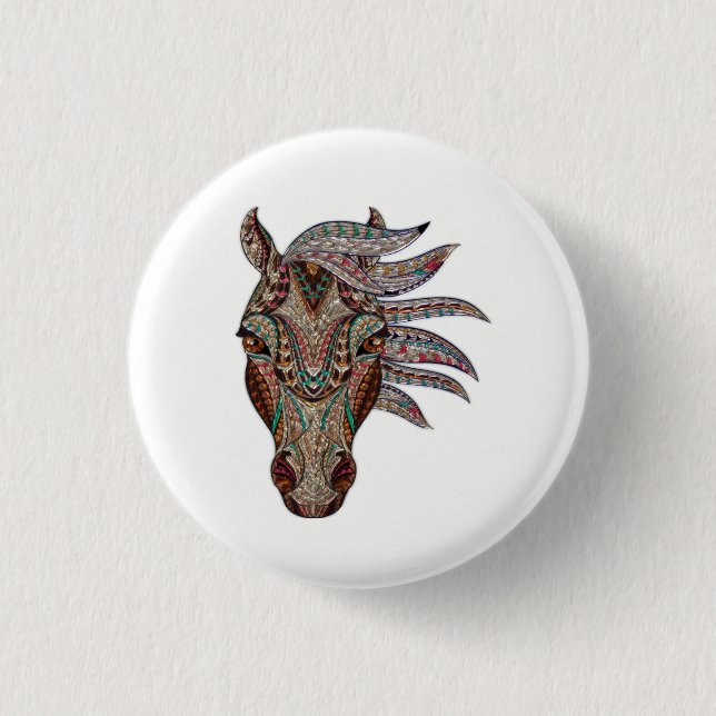 Adorable pfergekopf  metallized horse head pinback button (Front)