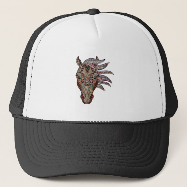 Adorable pfergekopf  metallized horse head trucker hat (Front)