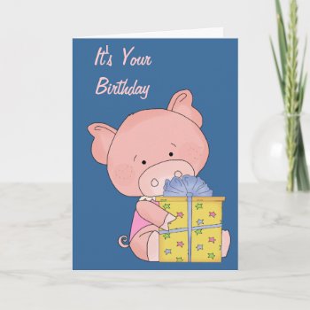 Adorable Pig Birthday Card by ThePigPen at Zazzle