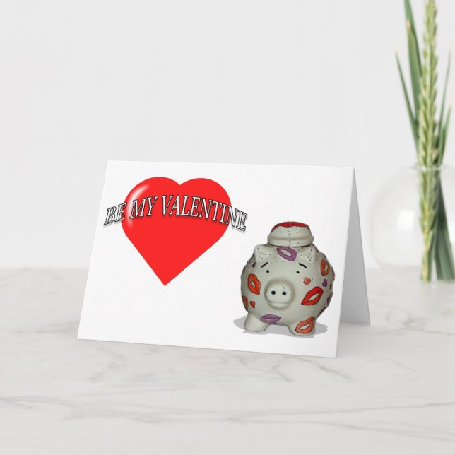 Adorable Pig Valentine's Holiday Card (Front)