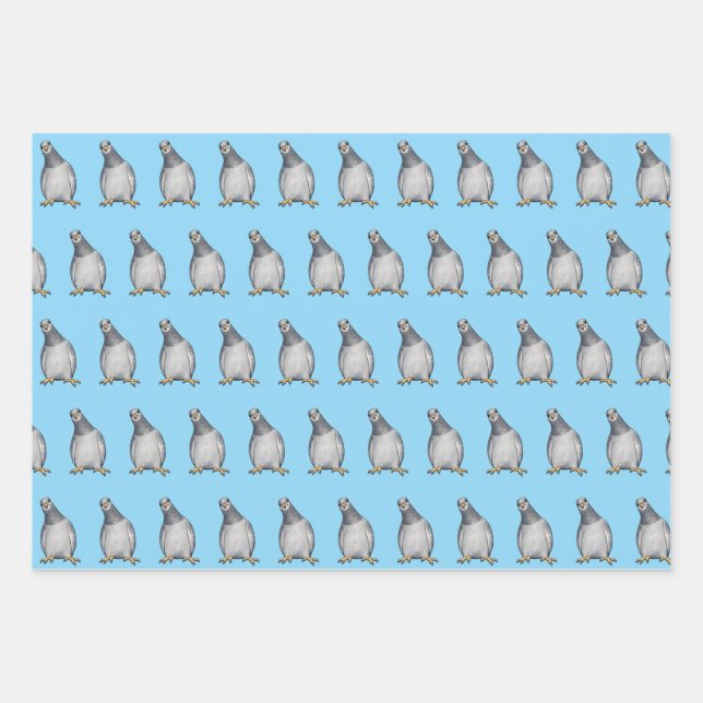 Adorable Pigeons Wrapping Paper Sheets (Front)
