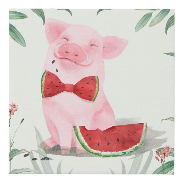 Adorable Piggy Faux Canvas Print (Front)