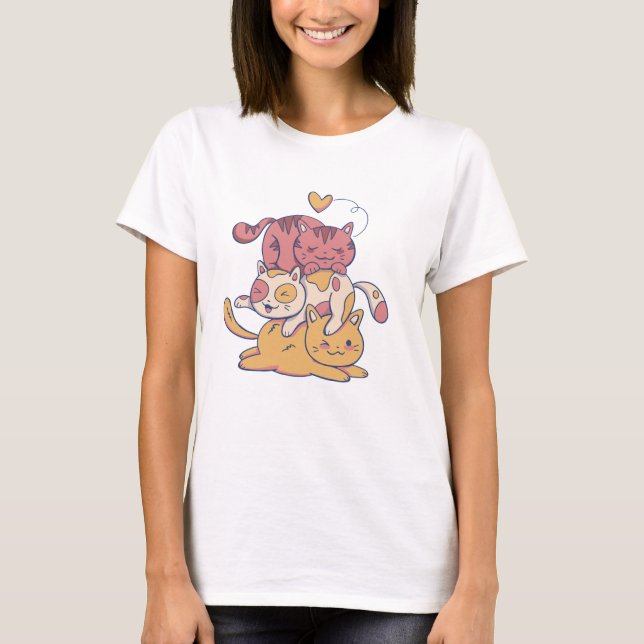 Adorable Pile of Cats and a Heart T-Shirt (Front)