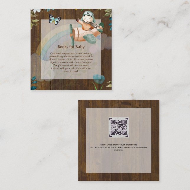 Adorable Pilot Baby Poem Book Request QR Code Note Card (Front/Back)