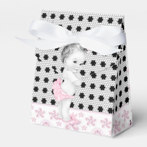 Adorable Pink and Black Baby Shower Favor Boxes