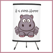 Adorable Pink and Gray Baby Hippo  Tripod Lamp