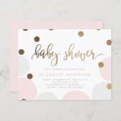 Adorable Pink and Gray Pastel Bubbles Baby Shower Invitation Postcard (Front/Back)