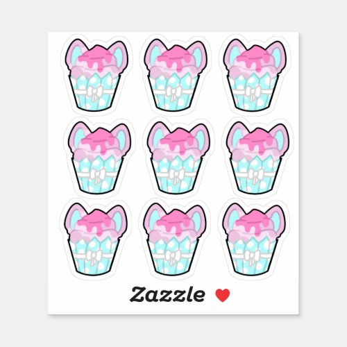 Adorable Pink and Turquoise Cupcake Stickers
