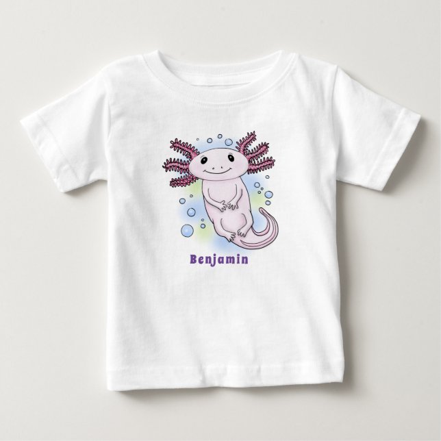 Adorable pink axolotl cartoon baby T-Shirt (Front)