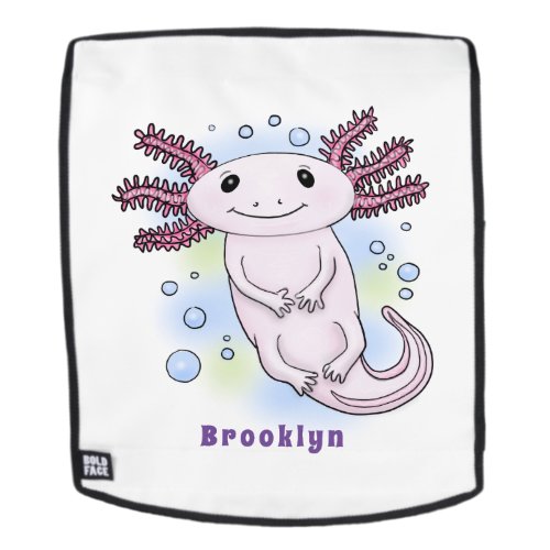 Adorable pink axolotl cartoon backpack