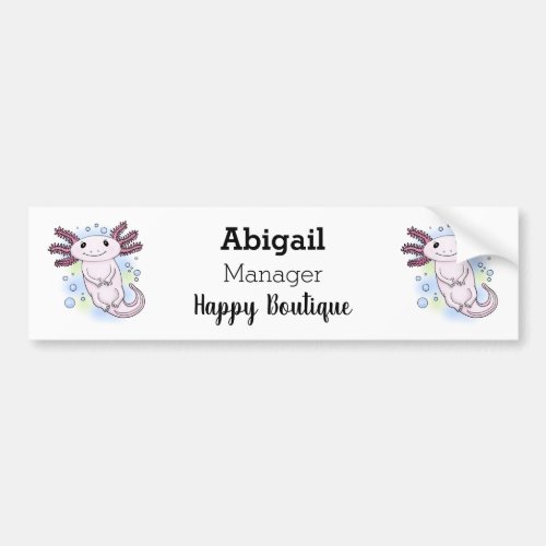 Adorable pink axolotl cartoon bumper sticker