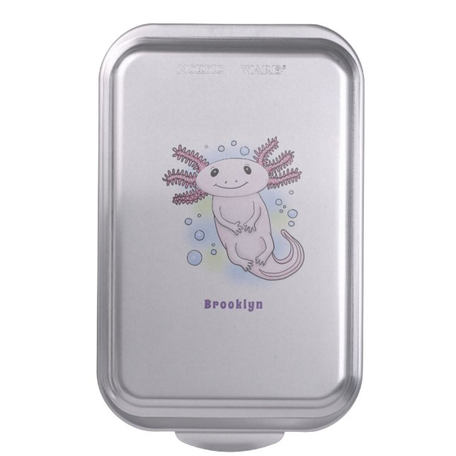 Adorable pink axolotl cartoon cake pan (Front Vertical)