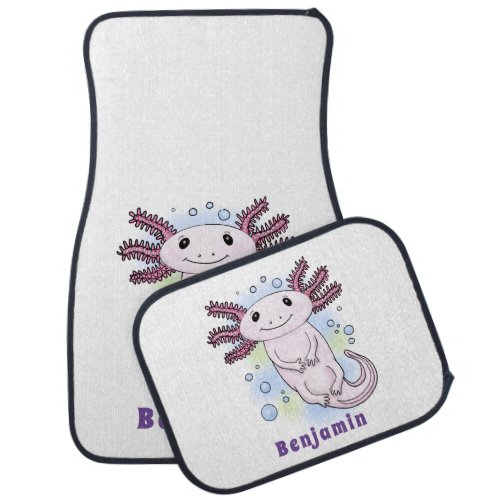 Adorable pink axolotl cartoon  car floor mat