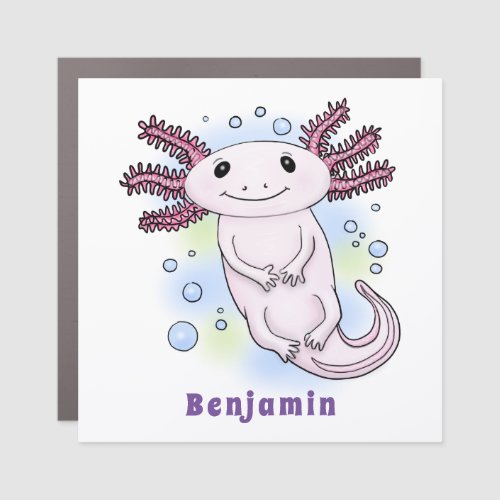 Adorable pink axolotl cartoon car magnet