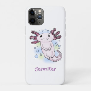 Adorable pink axolotl cartoon iPhone 11 pro case
