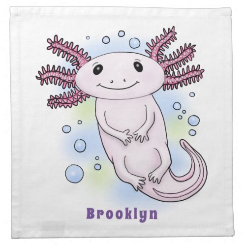 Adorable pink axolotl cartoon cloth napkin