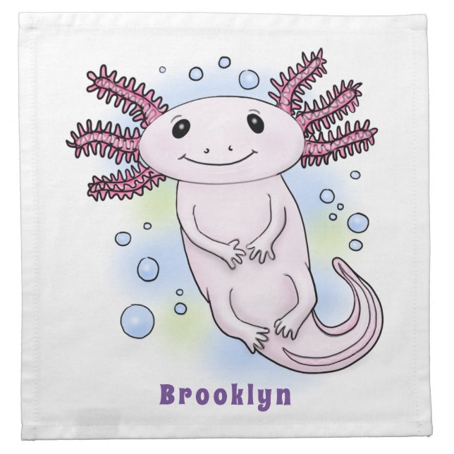 Adorable pink axolotl cartoon cloth napkin (Front)