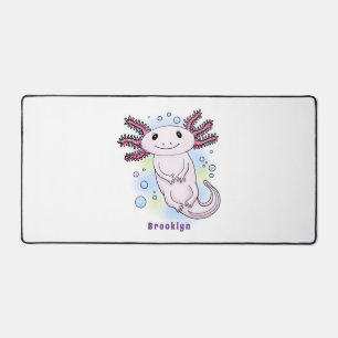 Adorable pink axolotl cartoon desk mat